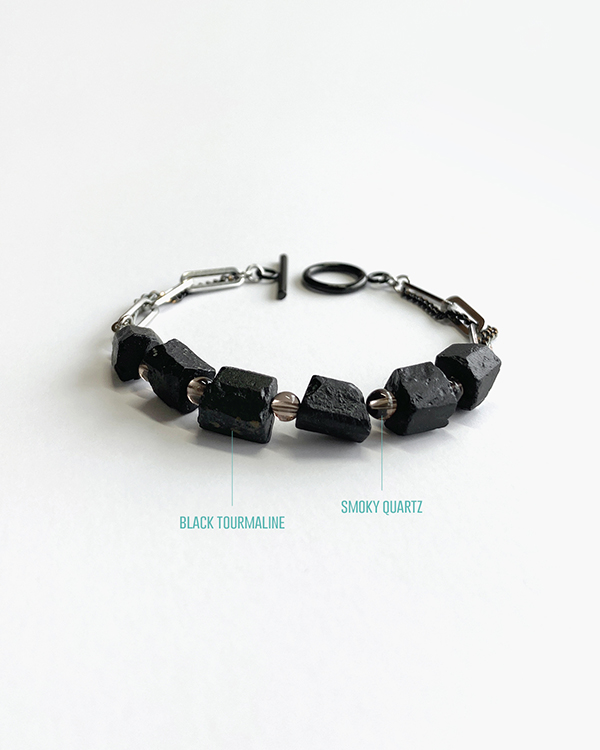 raw black tourmaline stone bracelet