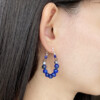 blue lapis lazuli stone beads hoop earrings