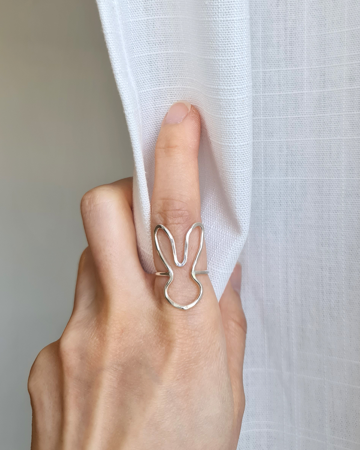 sterling silver rabbit silhouette bunny ring