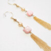 kitty head shaped queen conch shell and pearl with 14k gold-filled chains tassel long dangling earrings