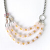 soothing light pink rose quartz and gold rutile quartz bib layer necklace