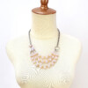 soothing light pink rose quartz and gold rutile quartz bib layer necklace