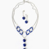 blue lapis lazuli stone statement necklace and earrings set