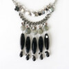 black agate stone bib statement necklace