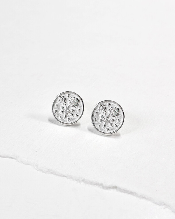 sterling silver flower coin stud earrings