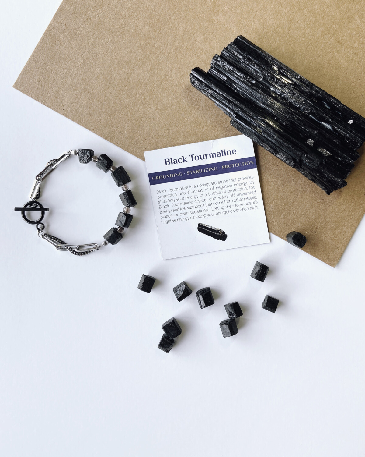 raw black tourmaline stone bracelet for EMF protection