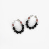 black arfvedsonite stone beads hoop earrings