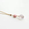 kitty head shaped pink queen conch and heart shaped rose quartz crystal with 14k gold-filled necklace
