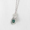 dark mint green amazonite stone pendant on oxidized sterling silver clover necklace