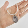 reticulation silver rabbit cameo pendant with pearl strand short necklace
