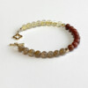 citrine, red jasper and sunstone stacking bracelet with gold plated sterling silver four leaves toggle clasp