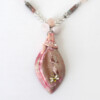 pink geode druzy big stone pendant statement necklace with morganite and bloodstone
