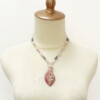pink geode druzy big stone pendant statement necklace with morganite and bloodstone