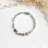 pearly sheen beige color silverite moonstone bracelet with sterling silver chain