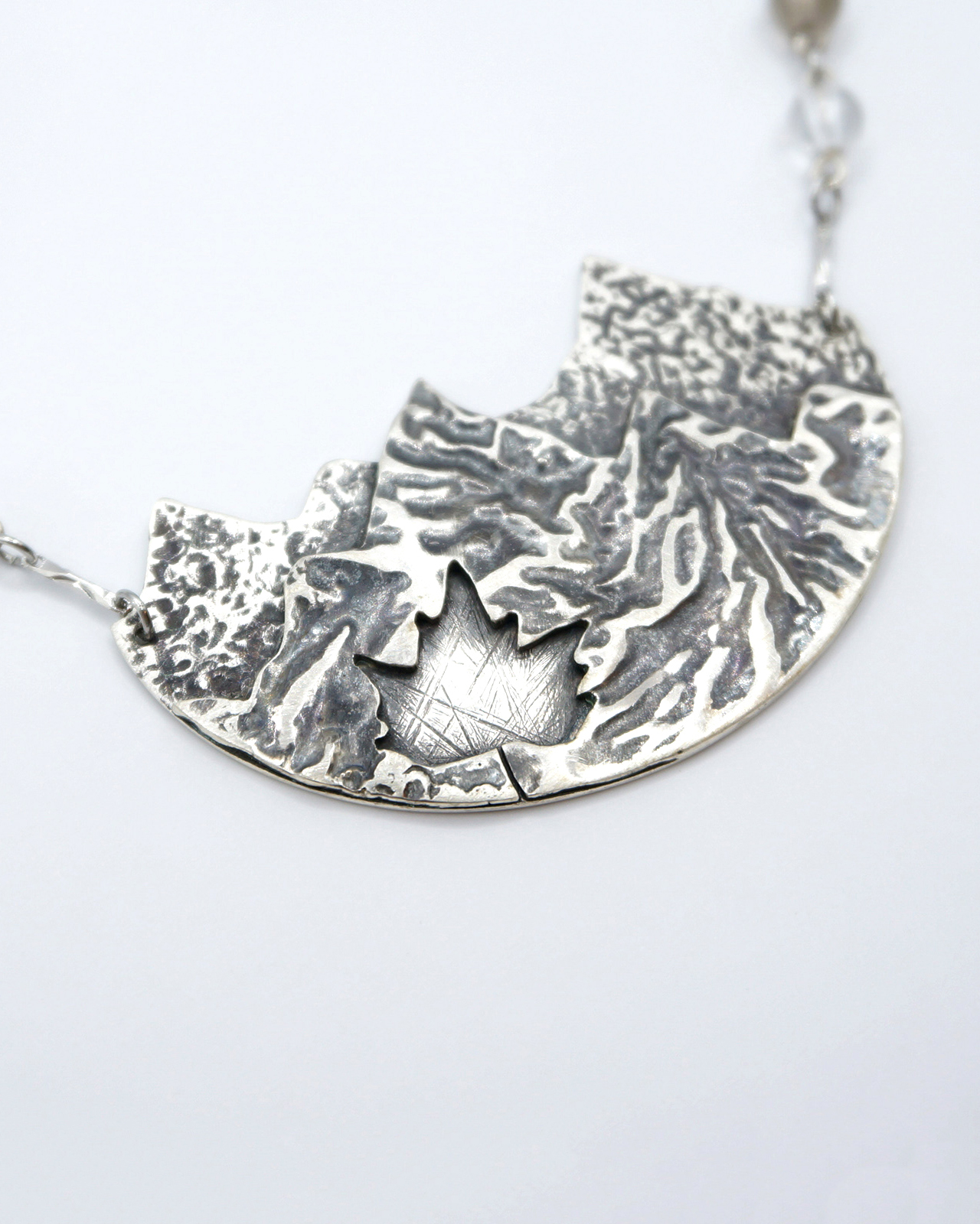 view of vancouver handmade reticulation silver necklace made in canada