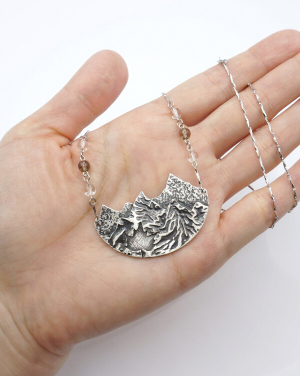 view of vancouver handmade reticulation silver necklace made in canada