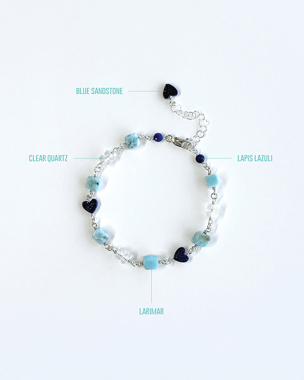 ice blue larimar combination gemstone station bracelet