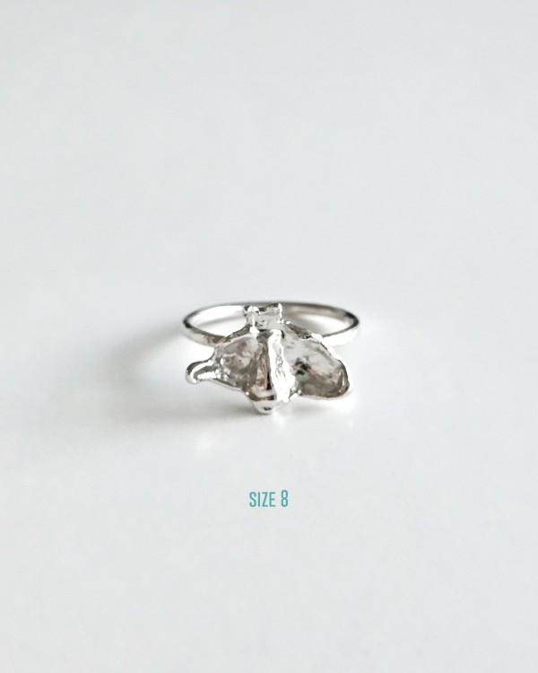 organic shape water casting silver ring