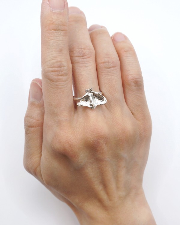 organic shape water casting silver ring