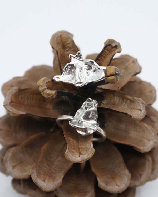 organic shape water casting silver rings