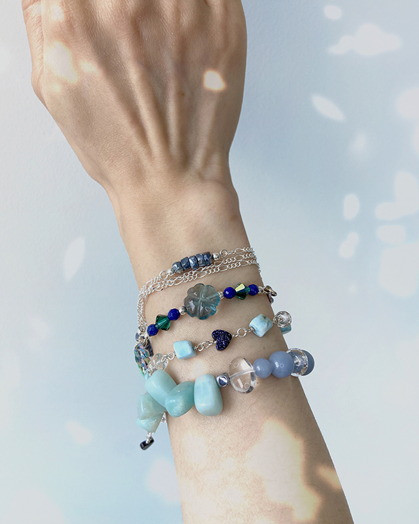 stacking blue gemstone bracelets