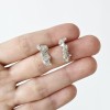 organic shape water casting silver earrings