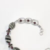 green zebra jasper stone bracelet with sterling silver link chain and garnet beads