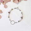 simple crystal pearl beaded bracelet with sterling silver ring embellishment