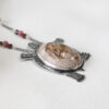 land turtle with fossil jasper cabochon sterling silver pendant necklace