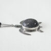 sea turtle with dark color fossil jasper cabochon sterling silver pendant necklace