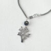 sterling silver coral shape charm with lapis lazuli beads at the back of the chain necklace
