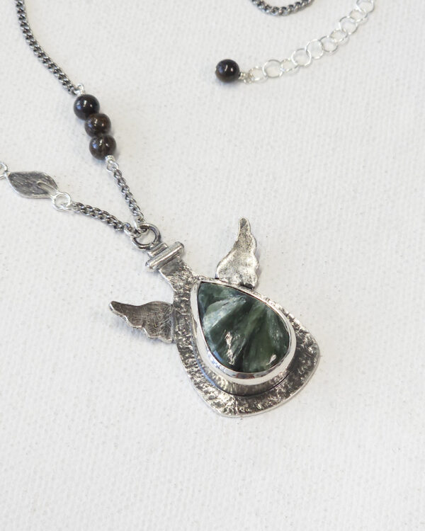 potion of healing pendant necklace with seraphinite gemstone