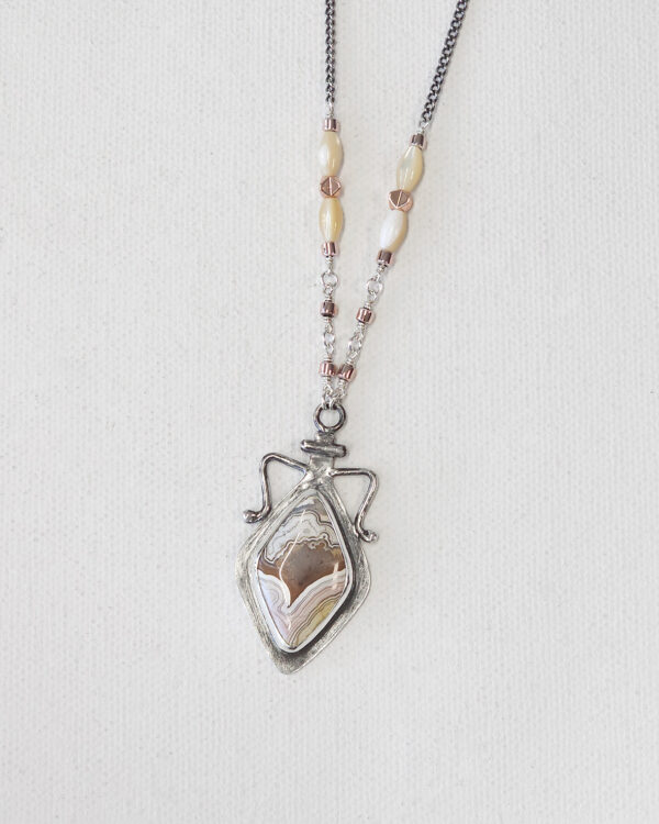 potion of joy pendant necklace with crazy lace agate gemstone