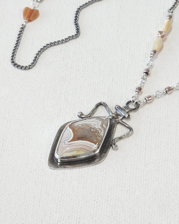 potion of joy pendant necklace with crazy lace agate gemstone