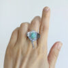 sterling silver stingray ring with mint amazonite gemstone