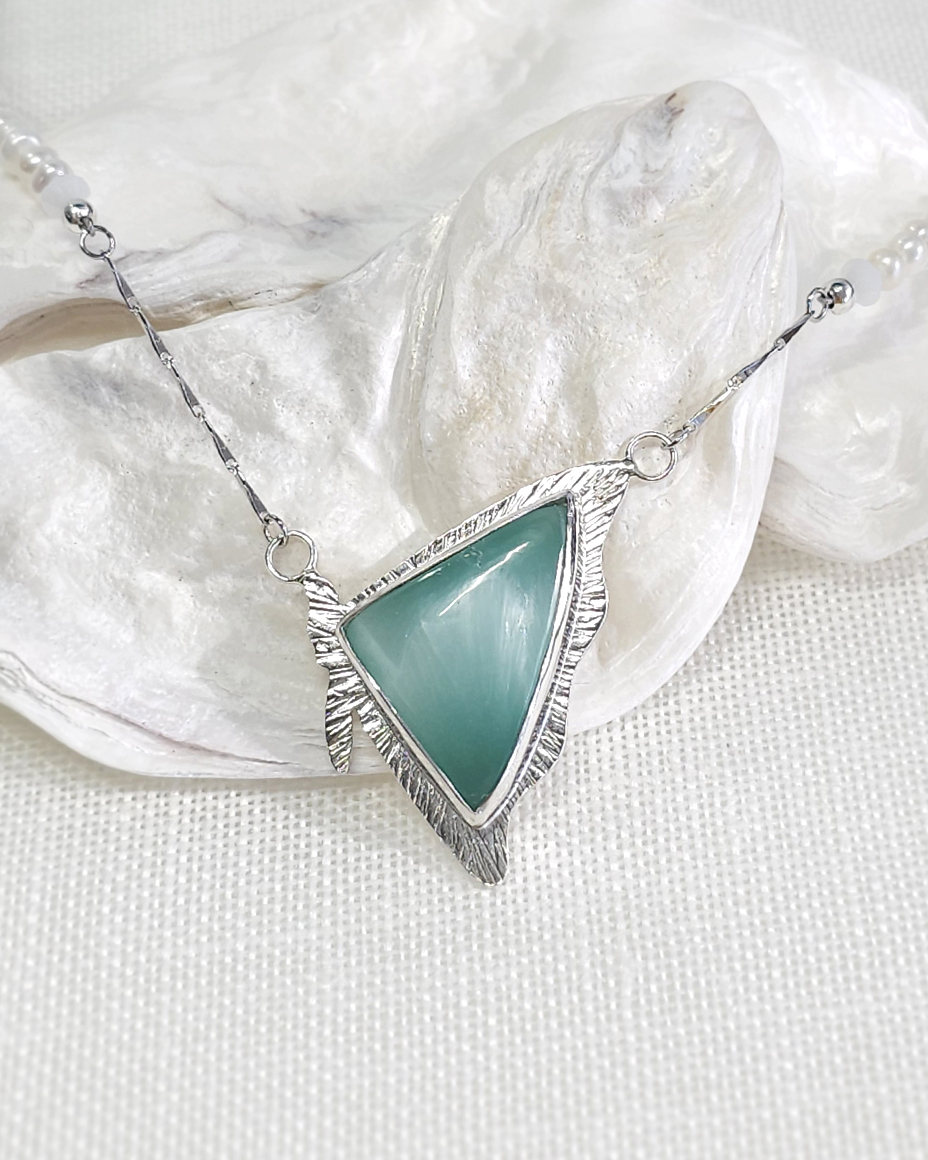 Wing of Green Angelite Necklace